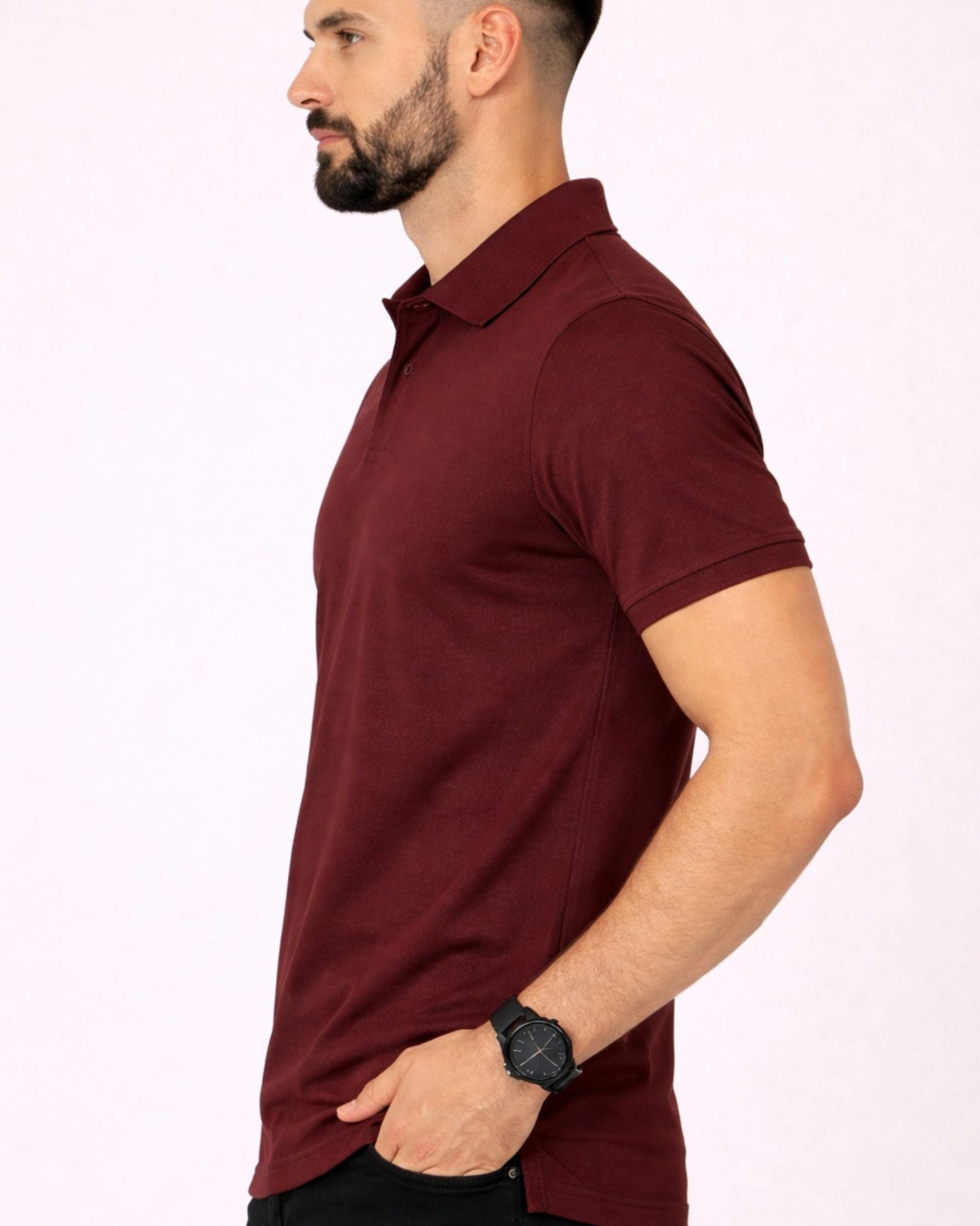 Polo Collar Neck Tshirt - Burgundy