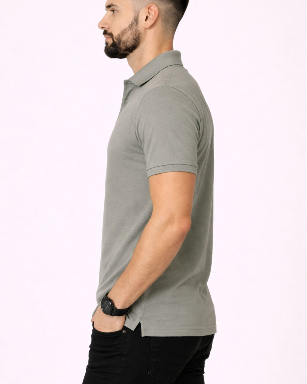Polo Collar Neck Tshirt - Grey