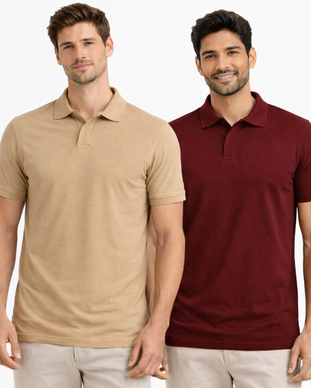 Pack of 2 Maroon, Beige t-shirts combo for men - MavinClub