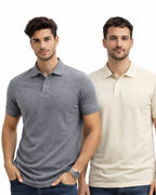 Pack of 2 Off White, Dark Grey, White t-shirts combo for men - MavinClub