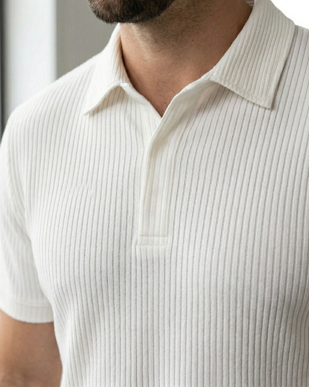 Crazybee<> Polo Rib_WhitePlain Polo