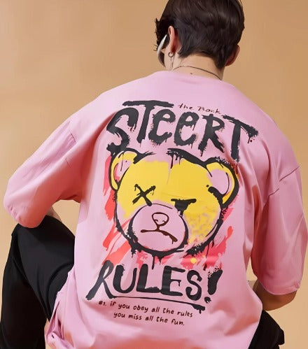 Crazybee Oversize  Backprint T-shirt- Street rules