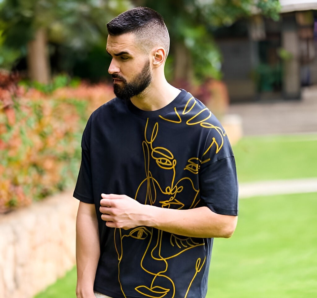 Crazybee Oversized -Navy Blue Front Print