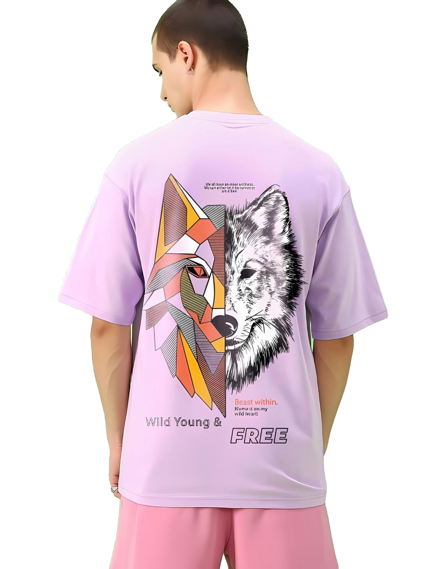 Oversize  t-shirt mens - Crazy Bee- Wild Lavender