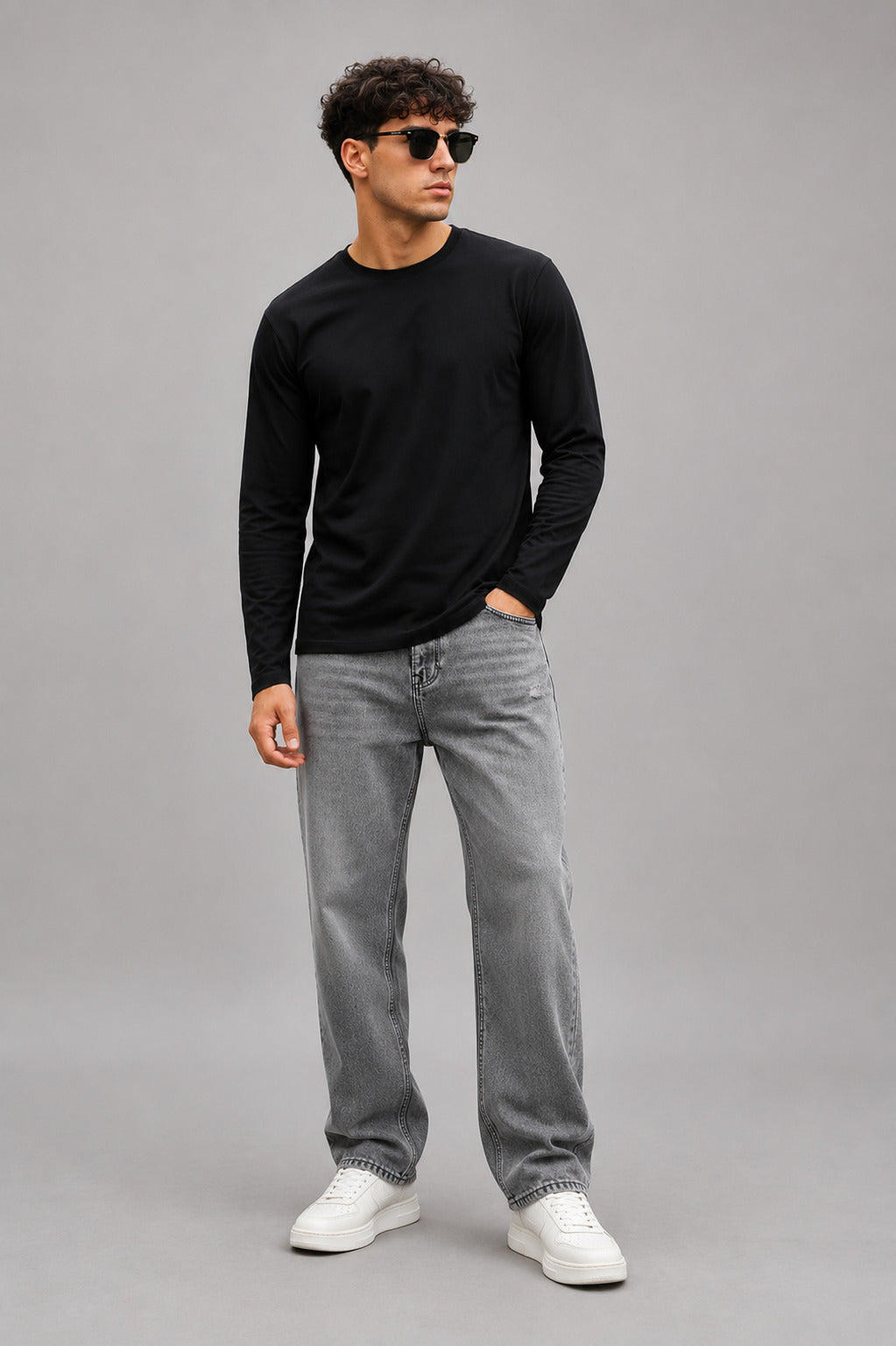 Pack of 2 FullSleeve- Looper Tshirt-Beige & Black