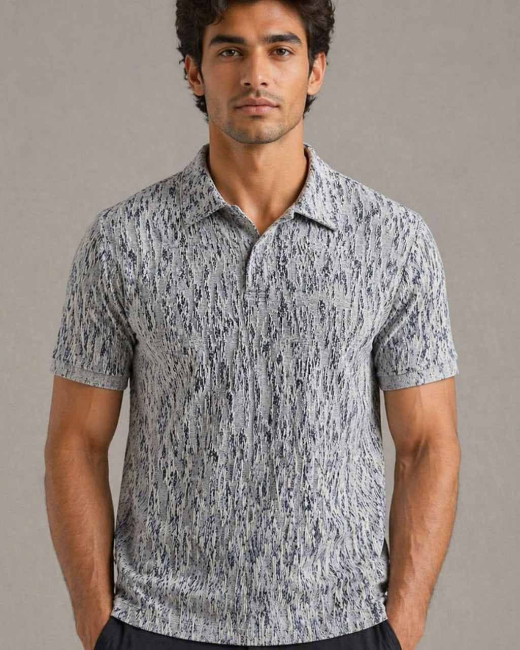 Crazybee <> jacquard -Grey-polo