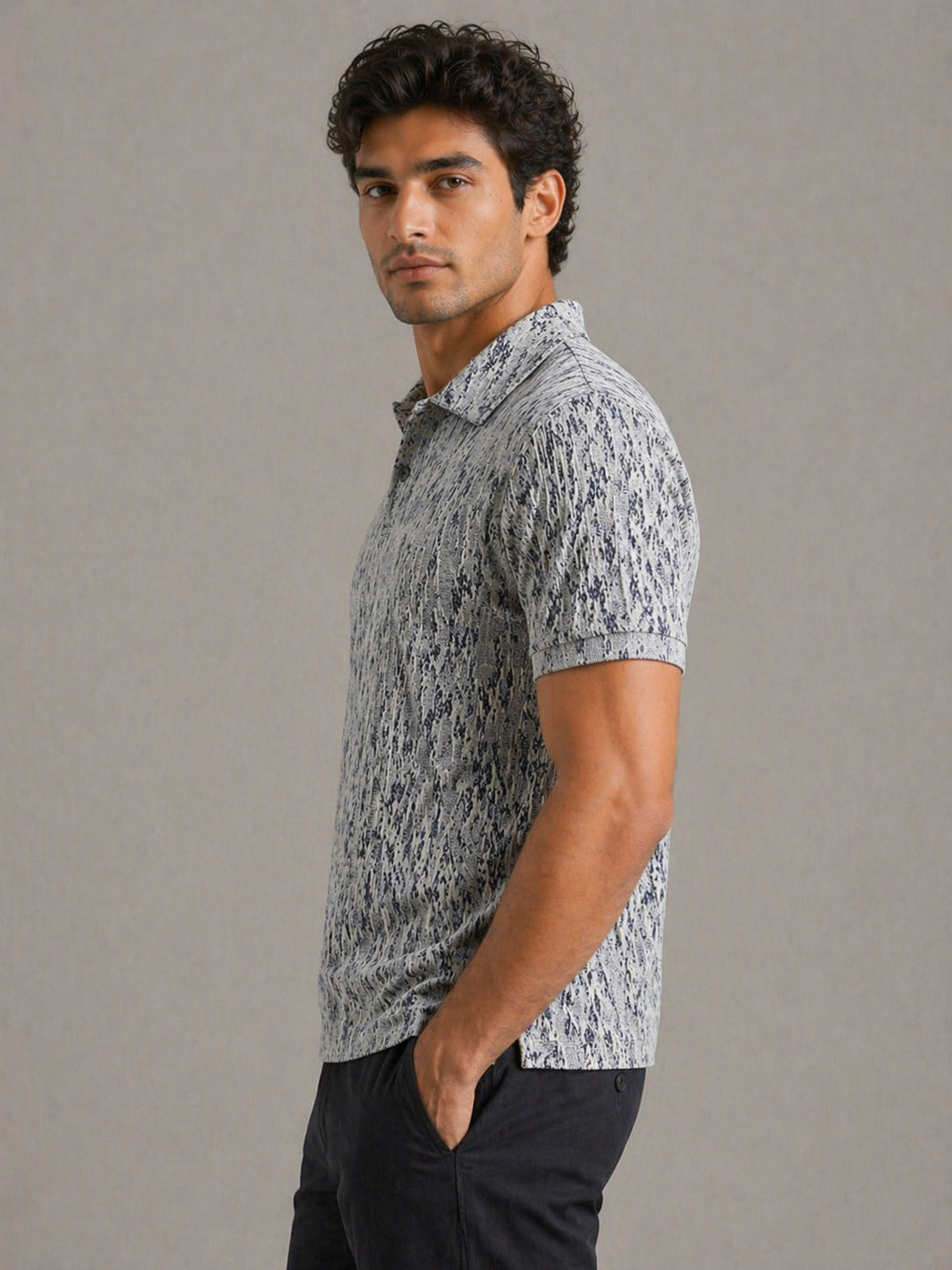 Crazybee <> jacquard -Grey-polo