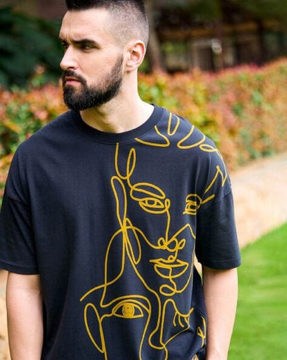 Crazybee Oversized -Navy Blue Front Print