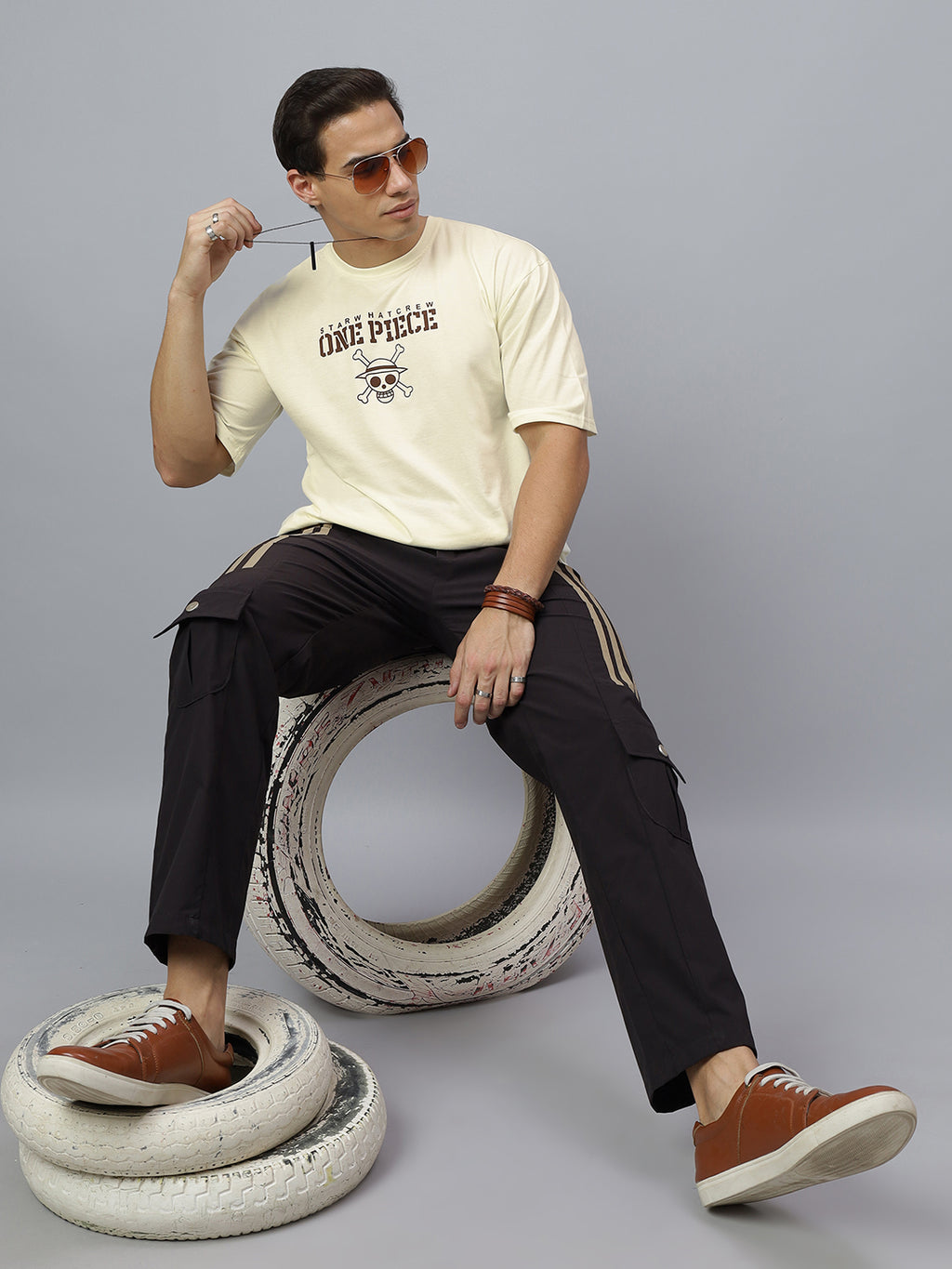 CRAZYBEE Anime Off-White Oversize T-shirt -ONE PIECE