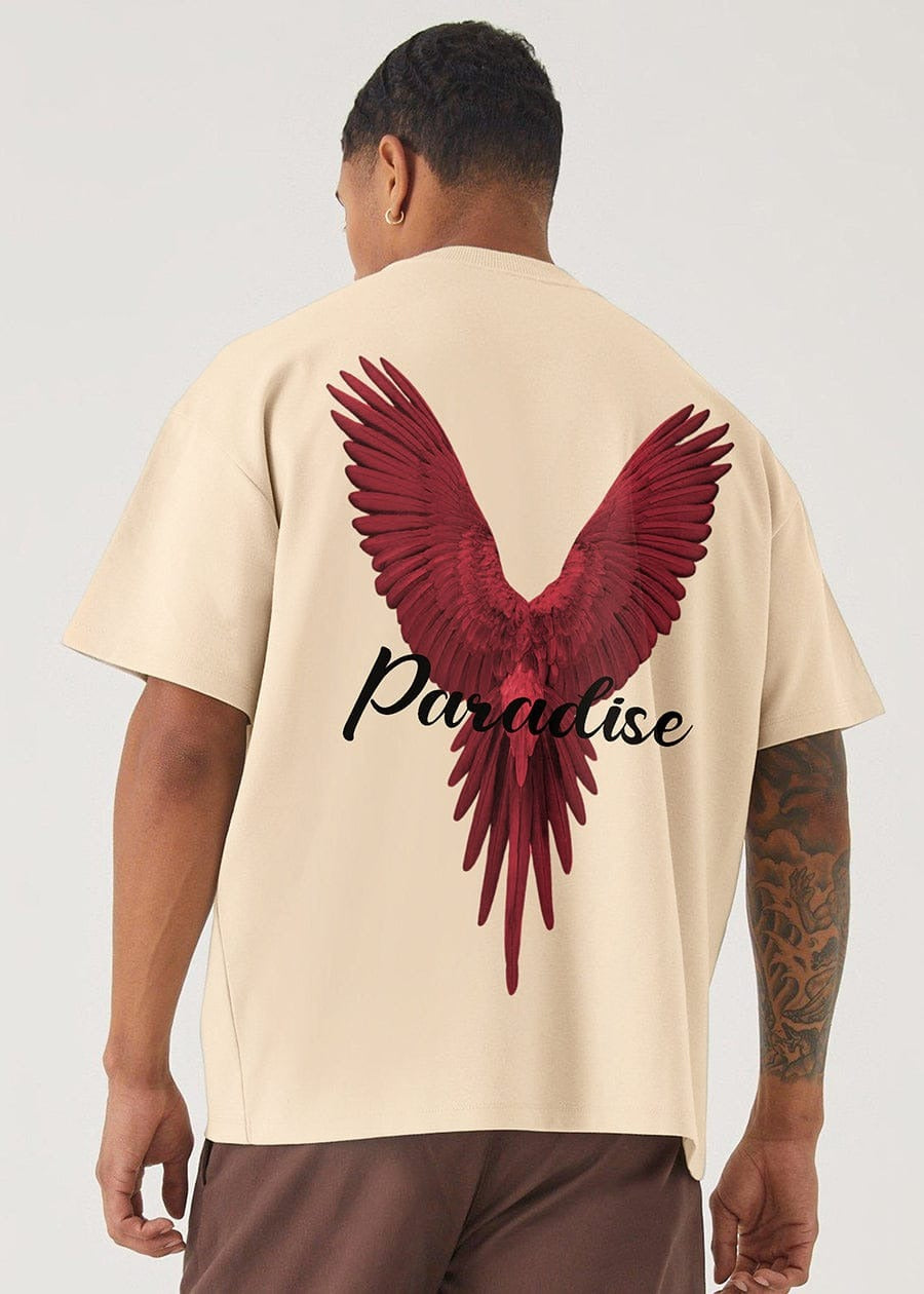 Crazybee Off White Cotton Tshirt- Paradise
