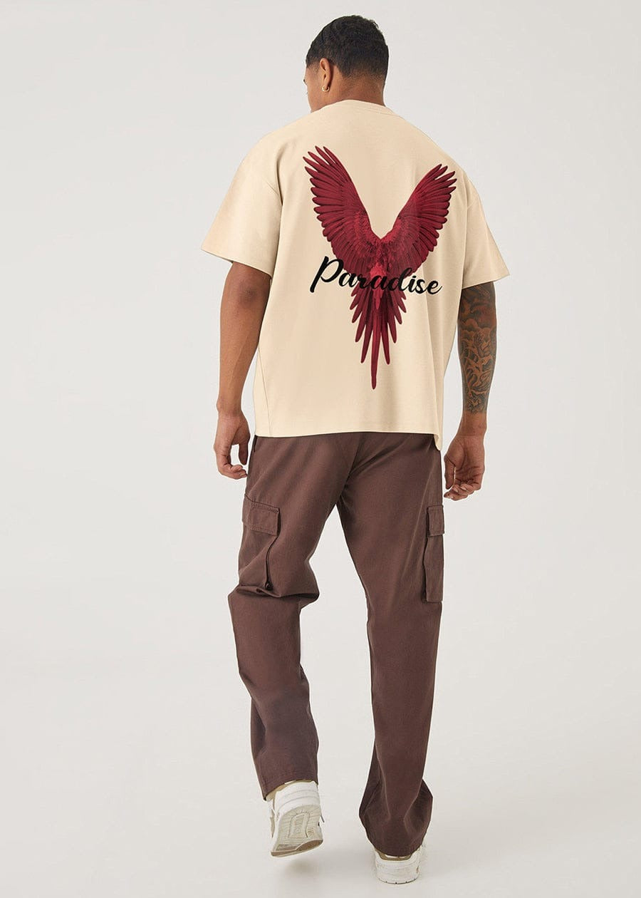 Crazybee Off White Cotton Tshirt- Paradise