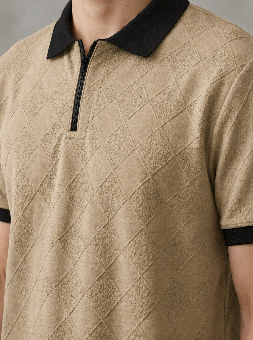 Zipper_diamond_Beige/Black
