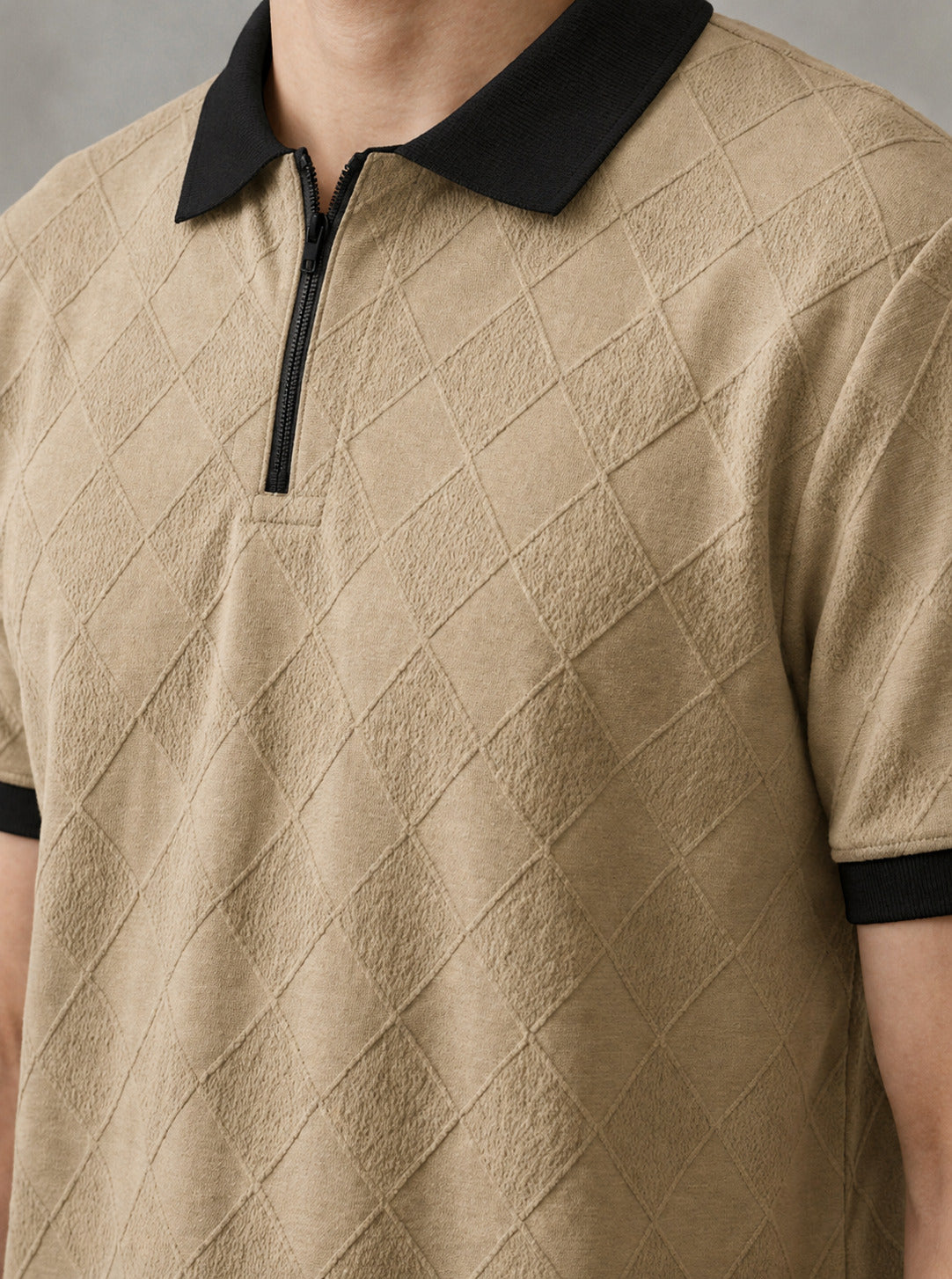 Zipper_diamond_Beige/Black